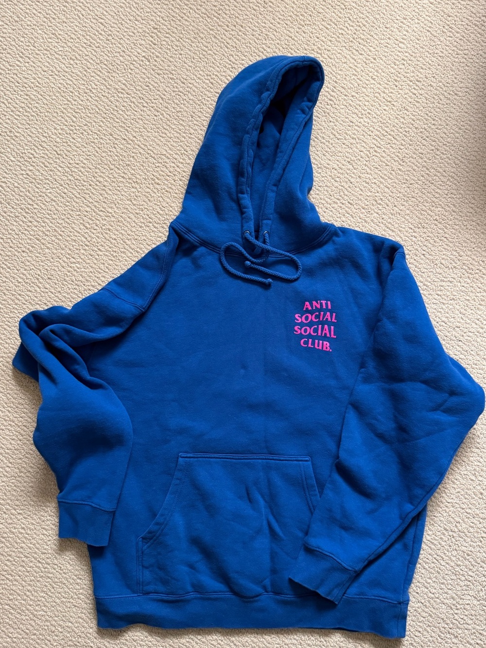 Anti Social Social Club Royal Blue Hoodie with Pink Logo
